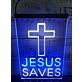Cross Jesus Dual LED Neon Sign for Religious and Spiritual Spaces
