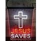 Cross Jesus Dual LED Neon Sign for Religious and Spiritual Spaces