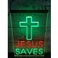 Cross Jesus Dual LED Neon Sign for Religious and Spiritual Spaces