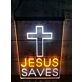 Cross Jesus Dual LED Neon Sign for Religious and Spiritual Spaces
