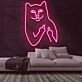 Cat Birdie Neon Sign for Animal and Whimsical Decor