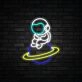 Astronaut Sitting On Planet Neon Sign for Space Enthusiasts