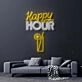 Happy Hour With Alcoholic Drink Neon Sign for Bars and Social Spaces