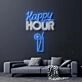 Happy Hour With Alcoholic Drink Neon Sign for Bars and Social Spaces
