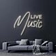 Live Music Neon Sign for Music Lovers and Social Spaces