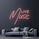Live Music Neon Sign for Music Lovers and Social Spaces