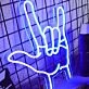 Rock Hand Gesture Neon Sign for Music Lovers