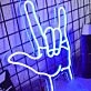 Rock Hand Gesture Neon Sign for Music Lovers