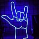 Rock Hand Gesture Neon Sign for Music Lovers