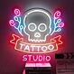 Tattoo And Skull Neon Sign for Tattoo Studios