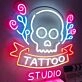 Tattoo And Skull Neon Sign for Tattoo Studios
