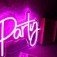 Pink Let's Party Neon Sign for Party and Social Spaces