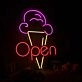 Ice Cream Open Neon Sign for Sweet and Fun Spaces