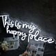 This Is My Happy Place White Custom Neon Sign for Positive and Fun Spaces