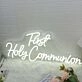 First Holy Communion White Neon Sign for Religious and Spiritual Spaces