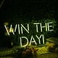 Win The Day Yellow Neon Sign for Inspirational and Motivational Spaces