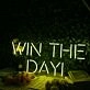 Win The Day Yellow Neon Sign for Inspirational and Motivational Spaces
