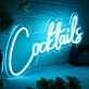 Cocktails Blue Neon Sign for Bars and Social Spaces