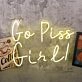 Go Piss Girl Yellow Neon Sign for Fun and Playful Spaces