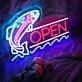 Fish Open Neon Sign for Restaurants and Seafood Lovers