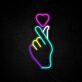 Finger Heart Neon Sign for cute and loving spaces
