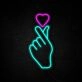Finger Heart Neon Sign for cute and loving spaces