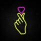 Finger Heart Neon Sign for cute and loving spaces