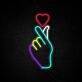 Finger Heart Neon Sign for cute and loving spaces