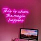 The Magic Happens Neon Sign adds whimsy to any room