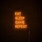 Eat Sleep Game Repeat Neon Sign for Gaming Enthusiasts