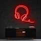 Headphones Line Art Neon Sign for Music Studios and Game Rooms