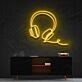 Headphones Line Art Neon Sign for Music Studios and Game Rooms