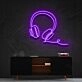 Headphones Line Art Neon Sign for Music Studios and Game Rooms