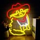 Funny Cat Neon Sign in Red Cowboy Hat Kids Room