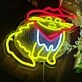 Funny Cat Neon Sign in Red Cowboy Hat Kids Room