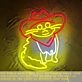 Funny Cat Neon Sign in Red Cowboy Hat Kids Room