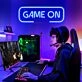 Game On Deep Blue Neon Sign Teen Dorm Room