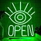 Green Open Eyes Neon Sign Teen Dorm Room Art
