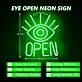 Green Open Eyes Neon Sign Teen Dorm Room Art