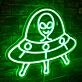 Green UFO Neon Sign Alien Theme Kids Room