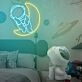 Ice Blue Astronauts Sitting on the Moon Neon Sign Space Kids Room