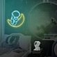 Ice Blue Astronauts Sitting on the Moon Neon Sign Space Kids Room