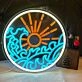 Ice Blue Waves and Orange Sun Mystery Neon Sign Living Room Accent