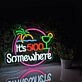 It's 5 O'clock Somewhere Green Coconut Beach Sun Wine Glass Neon Sign Bar Time