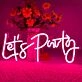 Let's Party Deep Pink Neon Sign Celebration Time