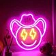 Lightning Eyes and Smiley Face Deep Pink Bedroom Neon Sign Unique Art