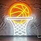 Orange Basketball and White Basketball Neon Sign Stadium Spirit