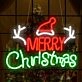 Santa Hat and Merry Christmas Neon Sign Holiday Cheer