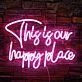 This Is Our Happy Place Pink Neon Sign Bedroom Comfort