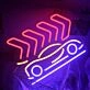 Traveling Cars Neon Sign Road Trip Theme